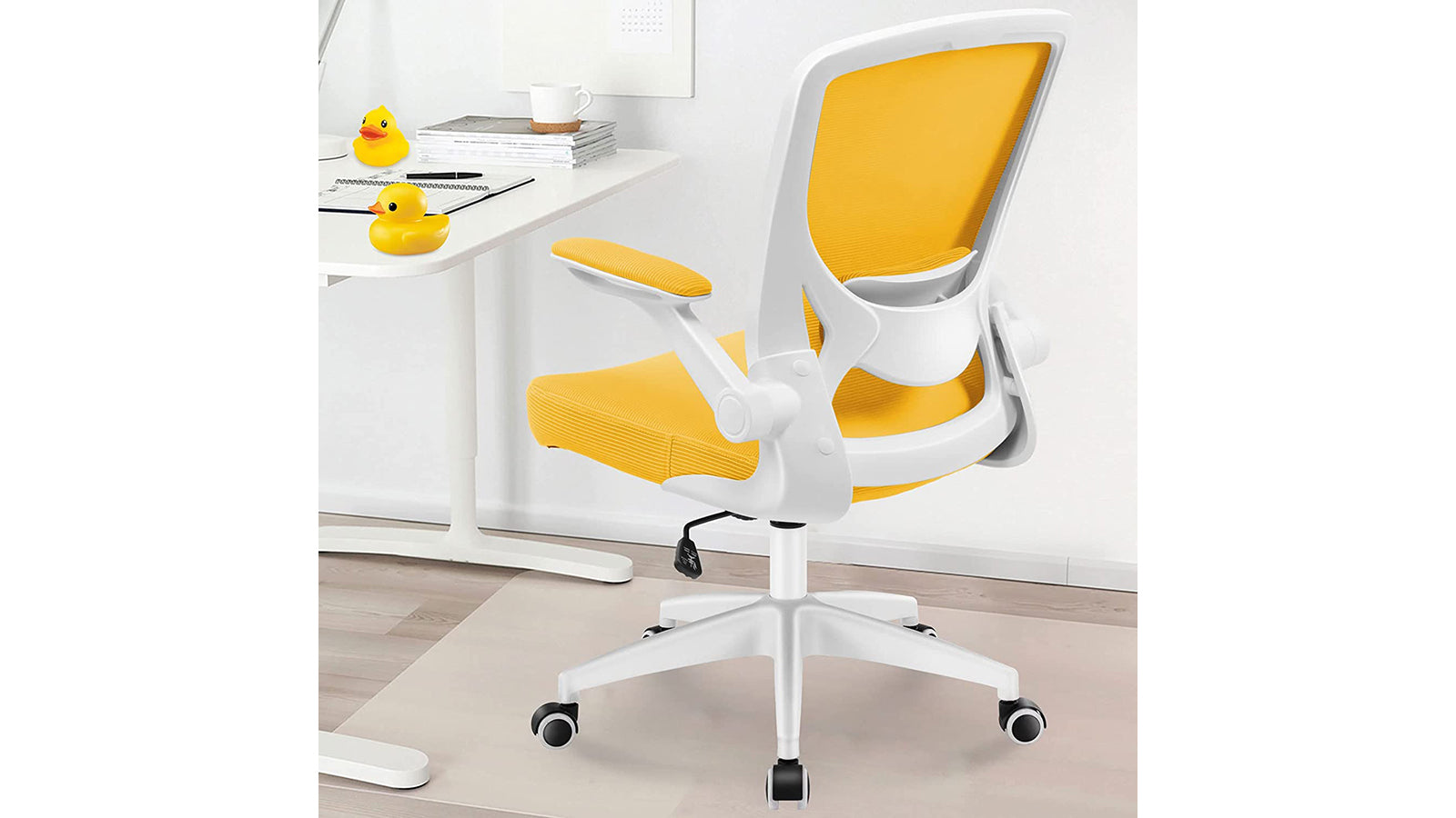 Kerdom Office Chair: Adjustable Armrests Yellow