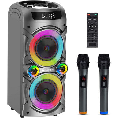 BR-37K Bluetooth Karaoke Machine System with 2 Wireless Microphones