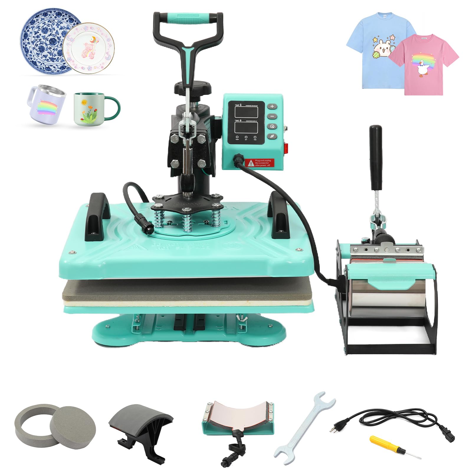 Garvee 6 in 1 Heat Press Machine, 12x15 inch Sublimation Heat Press, 360° Swing Away Digital Heat Transfer Multifunction Heat Transfer Sublimation Com