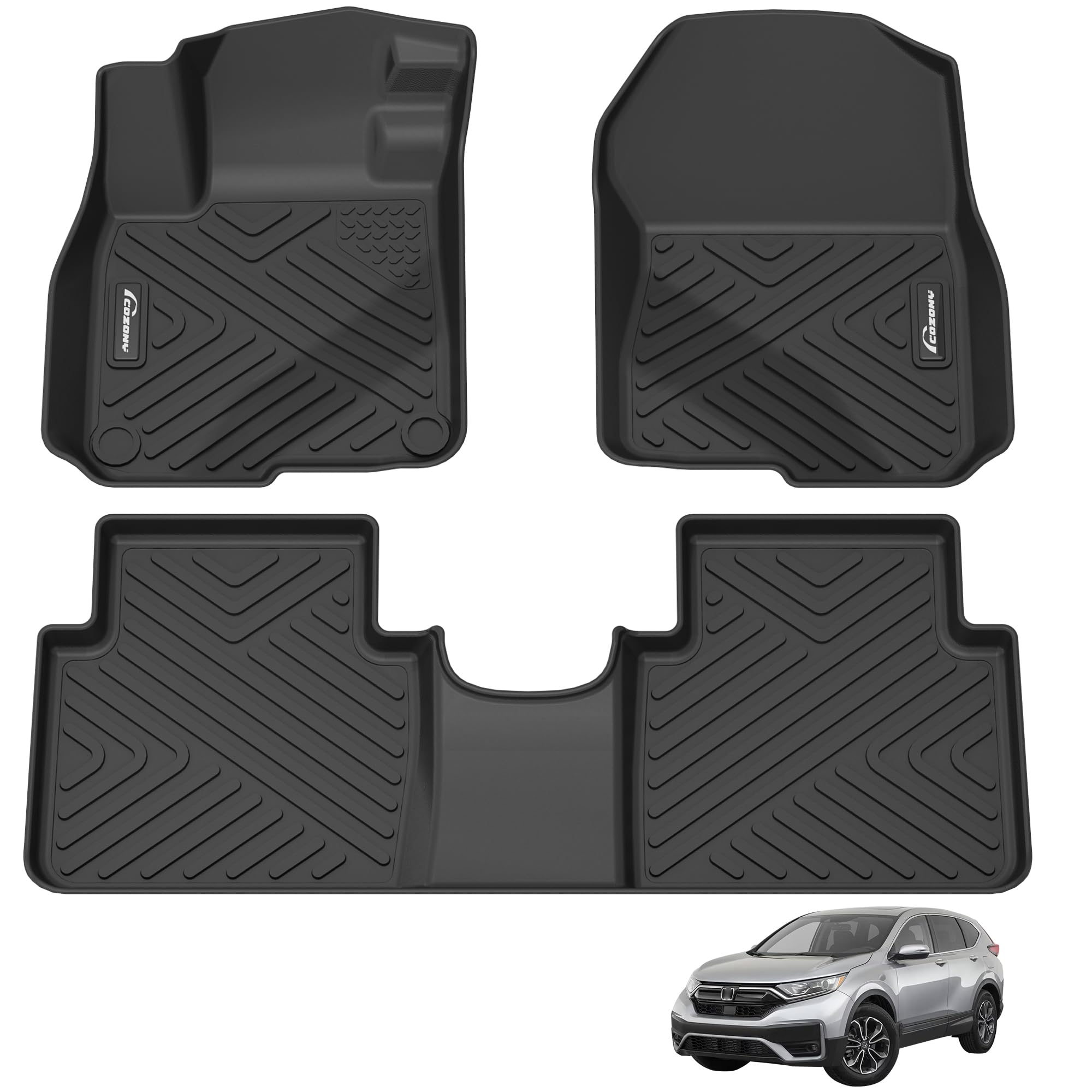 Garvee Floor Mats Compatible with CR-V 2017-2022, Waterproof TPE Floor Liners, All-Weather Protection, Black, Custom Fit