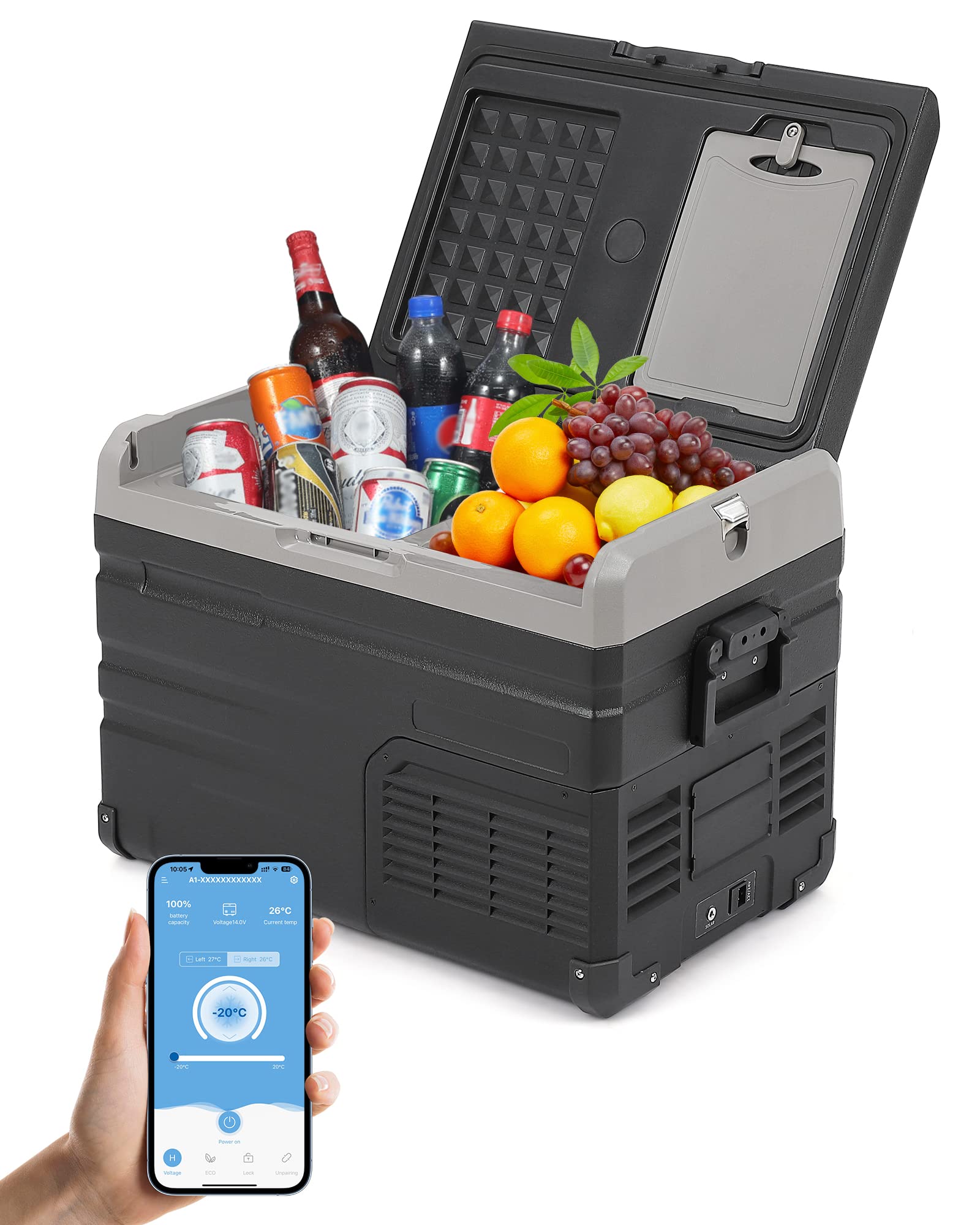 Garvee 37 Quart (35L) Car Refrigerator, [Dual Zone] [App Control] [Non-Frosting] Freezer, 12 Volt Portable Electric Car Cooler for Outdoor RV Truck Va