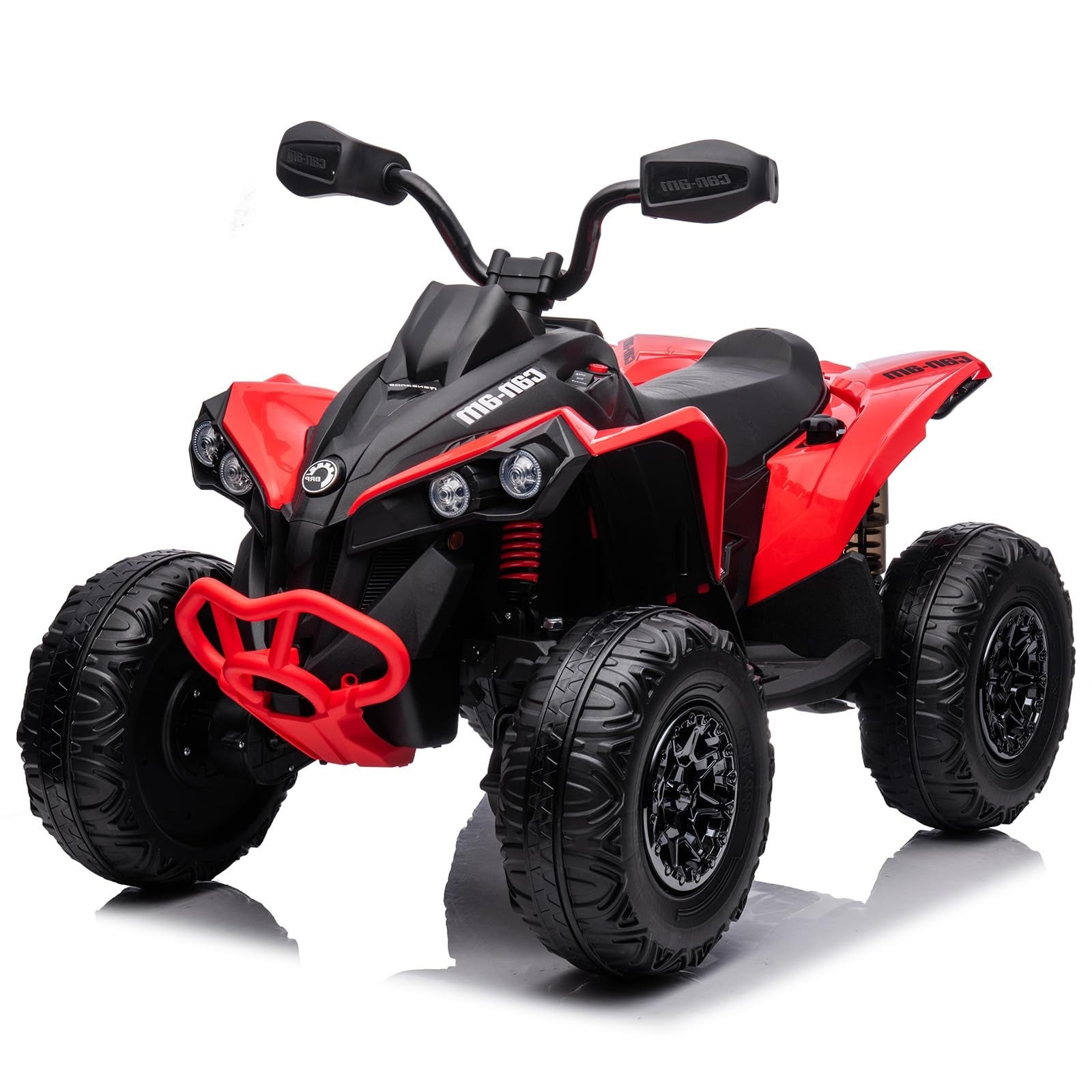 Garvee Kids ATV, 12V Ride on Toy Car Bombardier Licensed BRP Can-am 4 Wheeler Quad Electric Vehicle, w-LED Lights, Spring Suspension, Bluetooth, Music