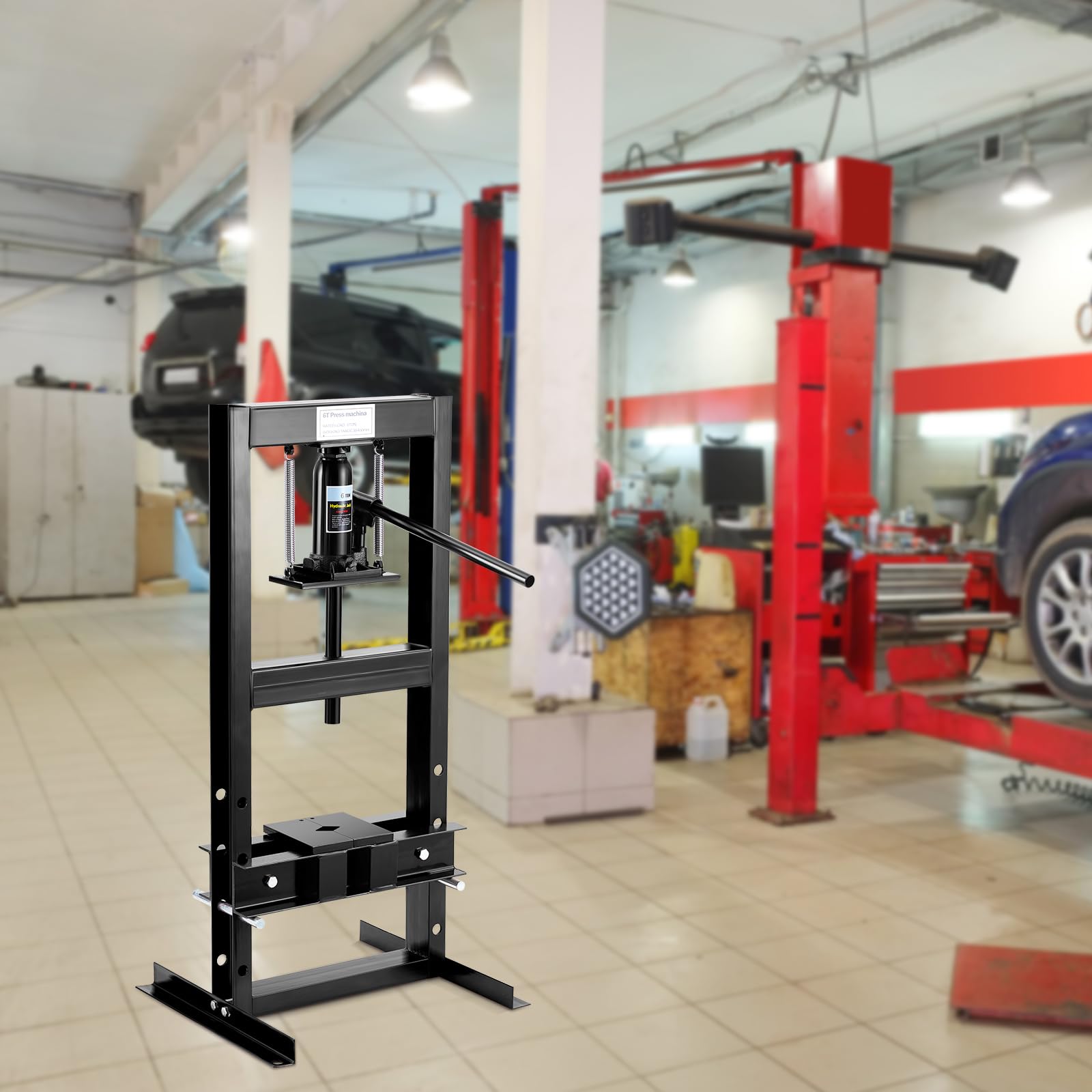 Garvee 6 Ton Hydraulic Press Heavy Duty H-Frame Floor Shop Press with Adjustable Workbench & 2 Press Plates for Metal Bending, Straightening, Automoti