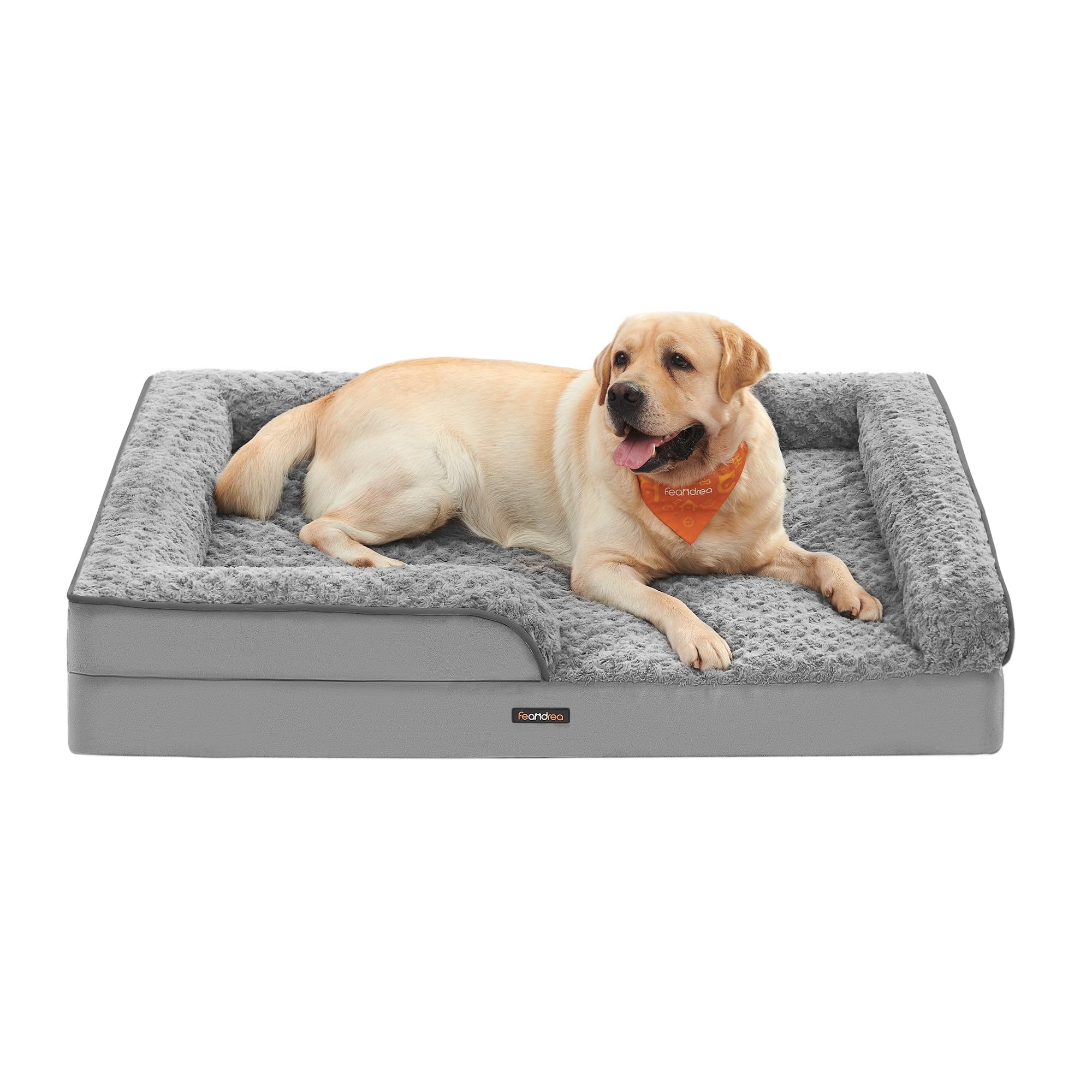 Feandrea Orthopaedic Dog Bed for Large Dogs, Waterproof Dog Sofa Bed with Removable Washable Cover, 36 x 27 x 6.5 Inches, Dove Gray UPGW252G01 L（36"
