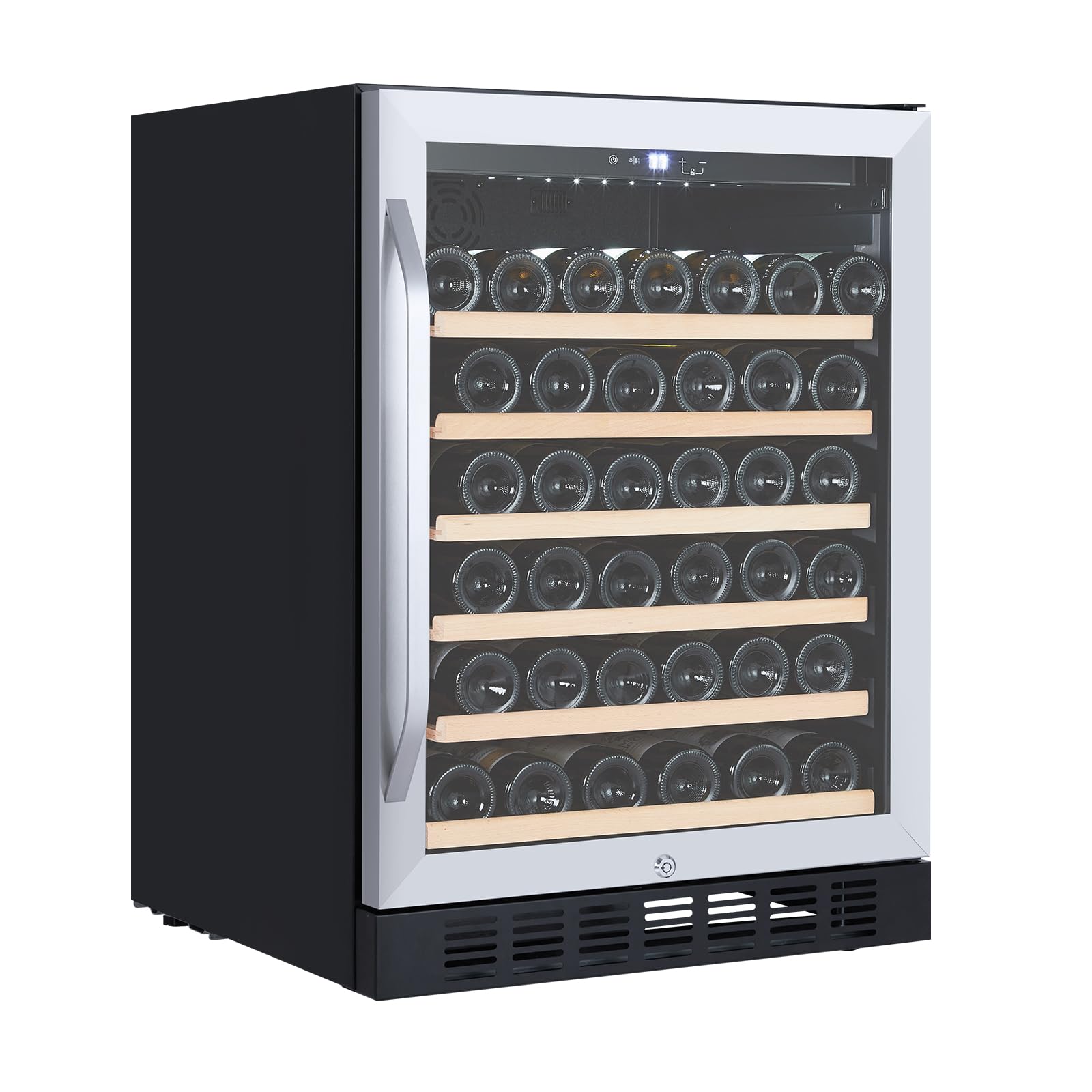 Garvee 24'' Wine Cooler Refrigerator - 46 Bottle Capacity, Stable Temperature Control, Digital Control Panel, Stainless Steel & Tempered Glass, Safety