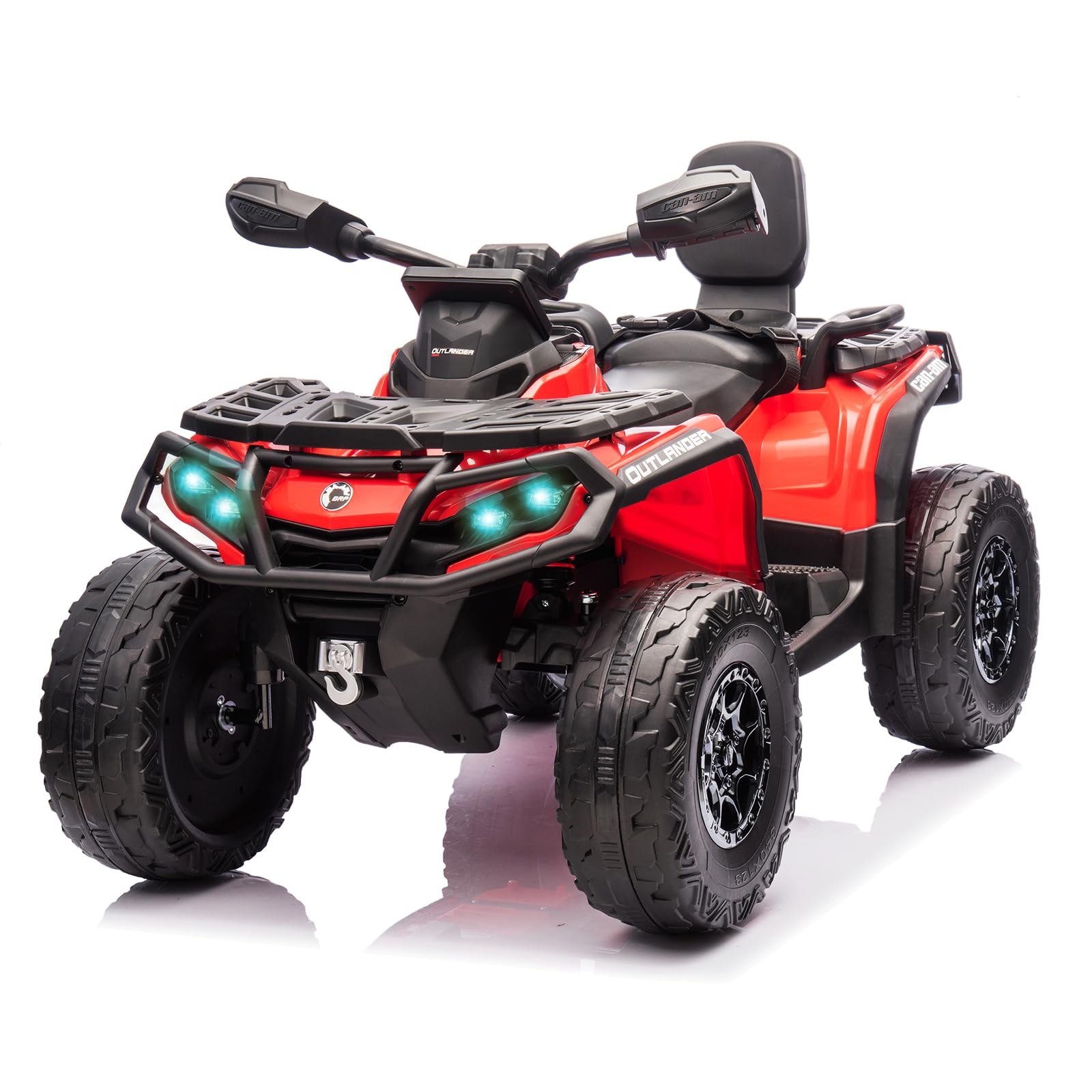 Garvee 12V Kids Ride On Electric ATV, 2 Leather Seater ATV Car for Kids, 27V Kids Ride On Toys with LED Headlights, Bluetooth & Music, Adjusted Speeds