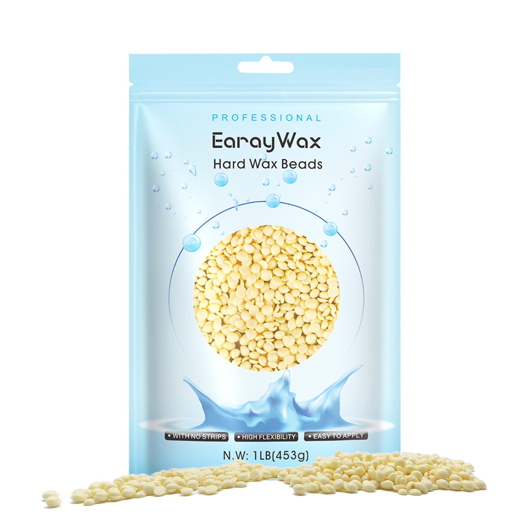 Hard Wax Beads, 1lb, for Hair Removal, Refill Wax Beans for Sensitive Skin, At-Home Waxing for Women and Men Cream