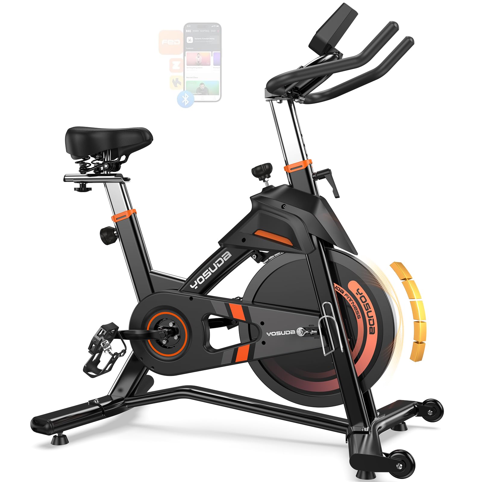 YOSUDA Magnetic Exercise Bike,Stationary Bikes for Home with Exclusive App, 400 lbs Weight Capacity & 50 lbs Flywheel, Indoor Cycling Bike with Tablet