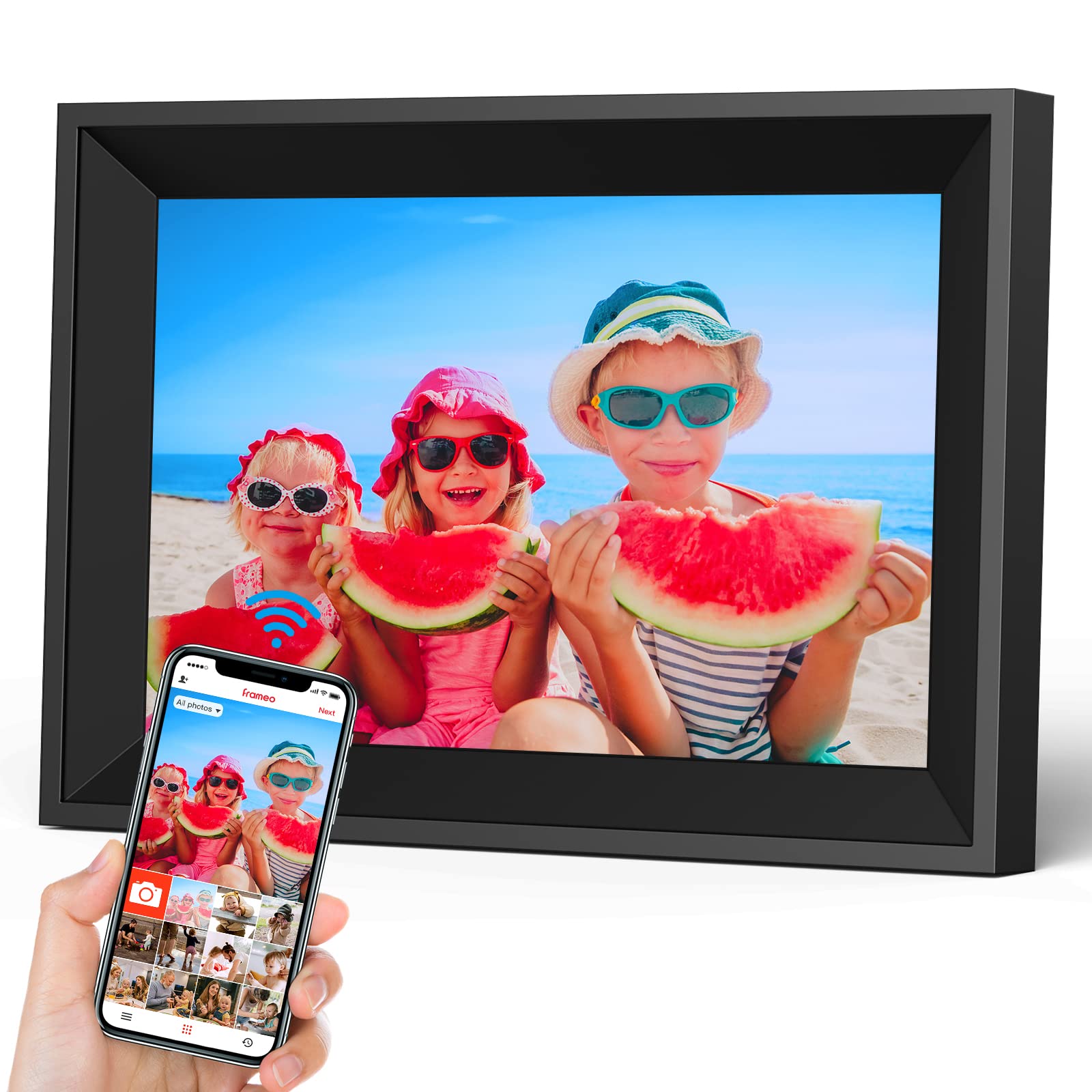 Garvee FRAMEO Digital Picture Frame 10.1 Garvee WiFi Digital Photo Frames IPS Touch Screen, 16GB Storage, Share Photos-Videos Instantly and Remotely v