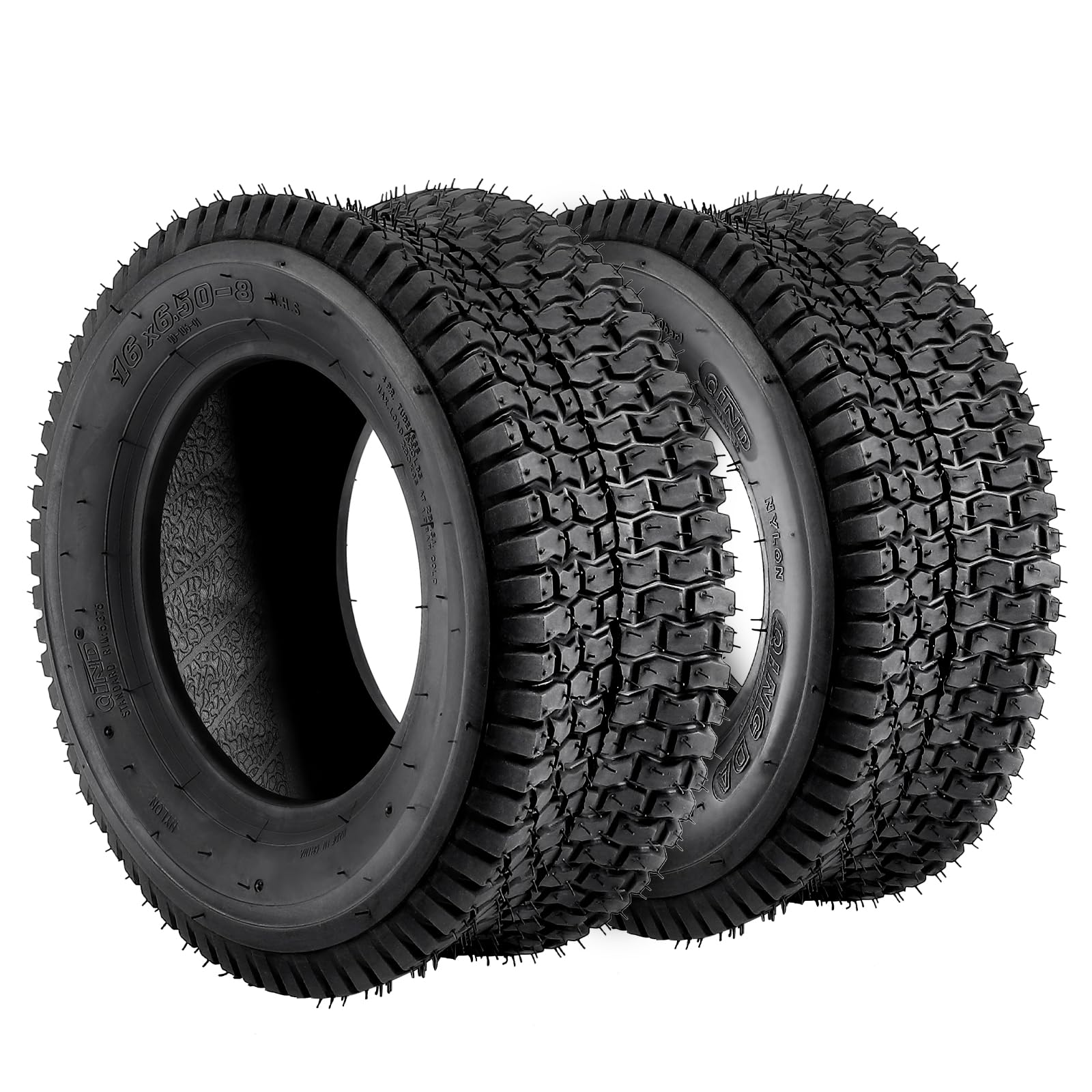 Garvee 15x6.00-6 Lawn Mower Tire, 15x6x6 Tractor Turf Tire, 4 ply Tubeless, 565lbs Capacity, Set of 2 - 16x6.50-8