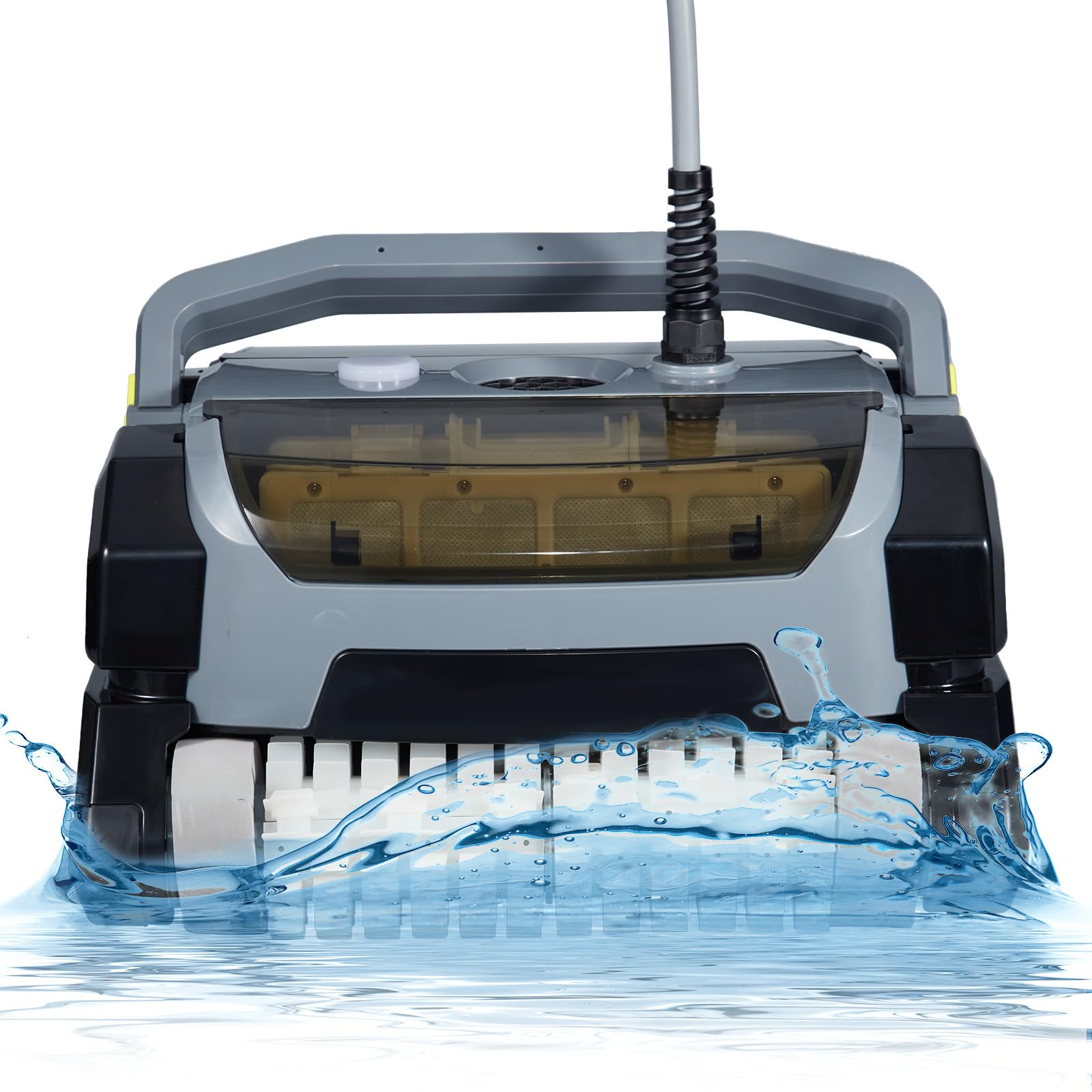 Garvee Robotic Pool Vacuum Cleaner 130W, Waterliner Clean, Wall Climbing Capability, w-Top Load Filters for Above-In-Ground Pools Up to 30FT in Length