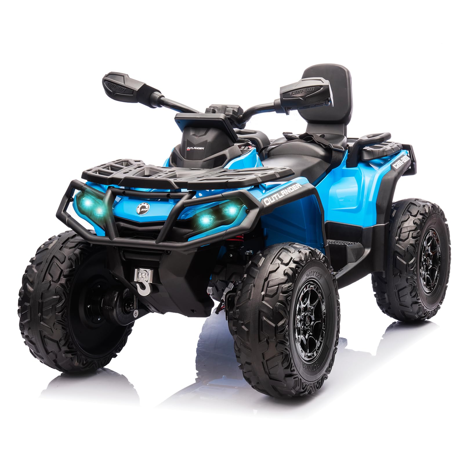 Garvee 12V Kids Ride On Electric Quad ATV, 2 Leather Seater ATV Car for Kids, 27V Kids Ride On Toys with LED Headlights, Bluetooth & Music, Adjusted S