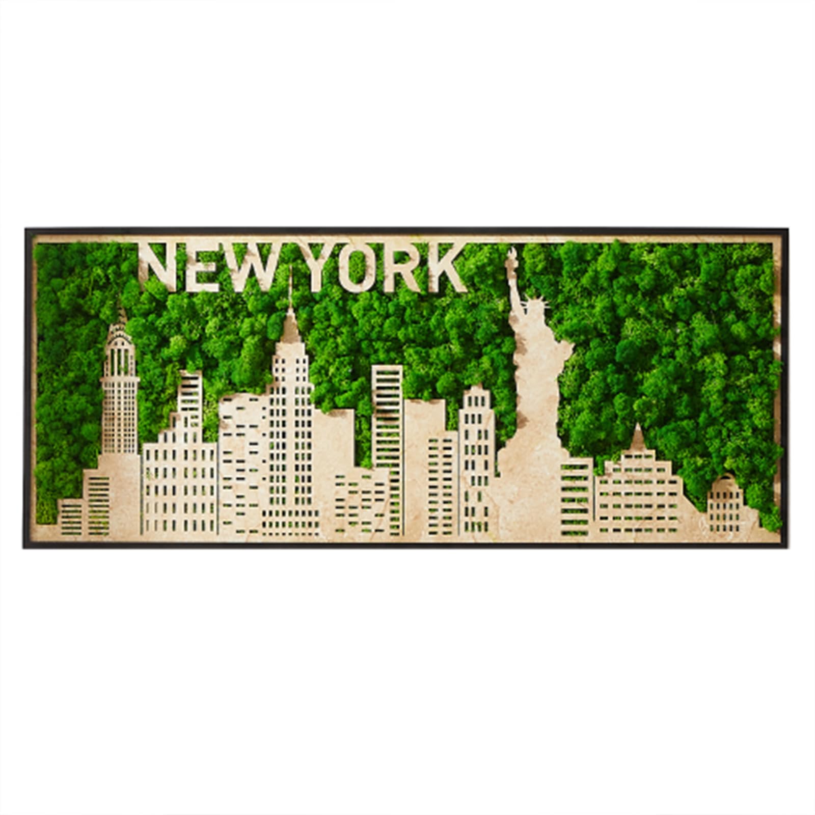 Garvee Moss Wall Art Rectangular Metal Photo Framed Moss Wall Decor For Living Room Garden Bedroom Green As Shown