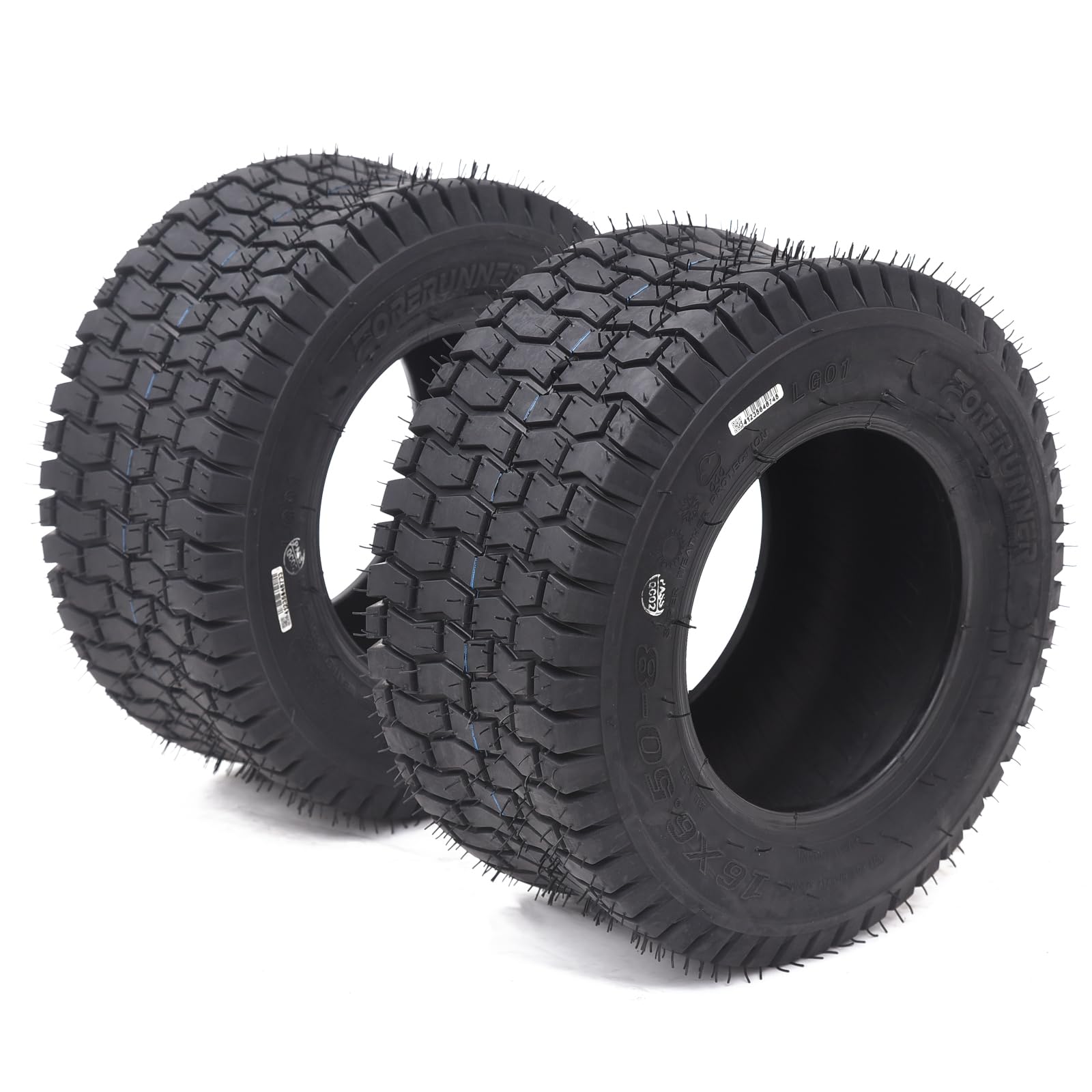 Garvee Lawn Mower Tires Turf Tires 20x8.00-8 4PR for Golf Cart Tires, Garden Tractor Riding Mower Tubeless Set of 2 - 16x6.50-8-4PR TL LG01