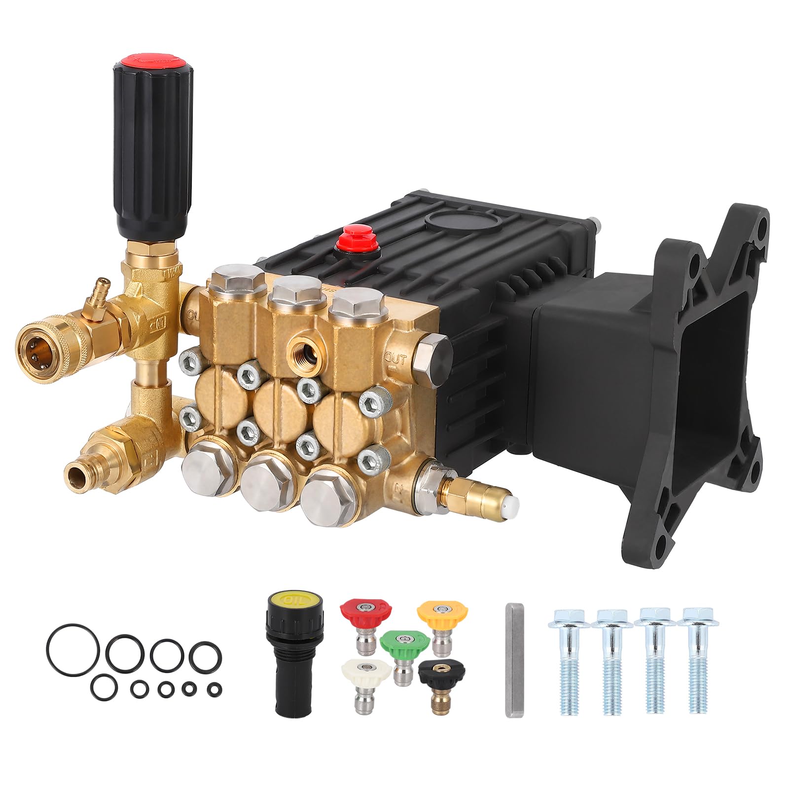 Garvee 4000 PSI Triplex Plunger Pressure Washer Pump - Universal 1" Shaft Replacement for Honda GX270-GX390, Simpson, DeWalt, AR Blue Clean - 4.4 GPM 