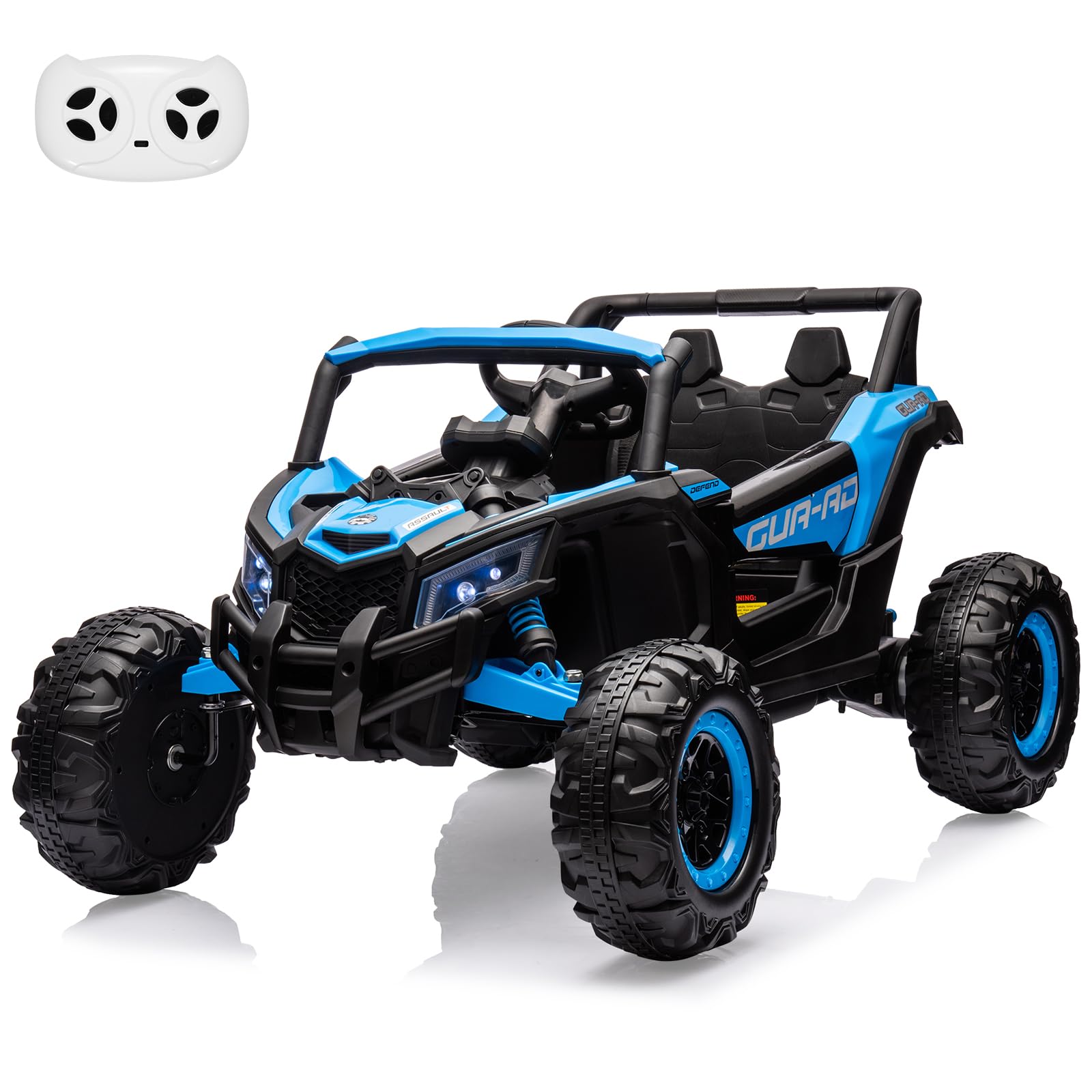 Garvee 24V Ride-On UTV: Remote Control, 200W Motor, Spring Suspension, Music, LED Lights, for Boys & Girls - Blue