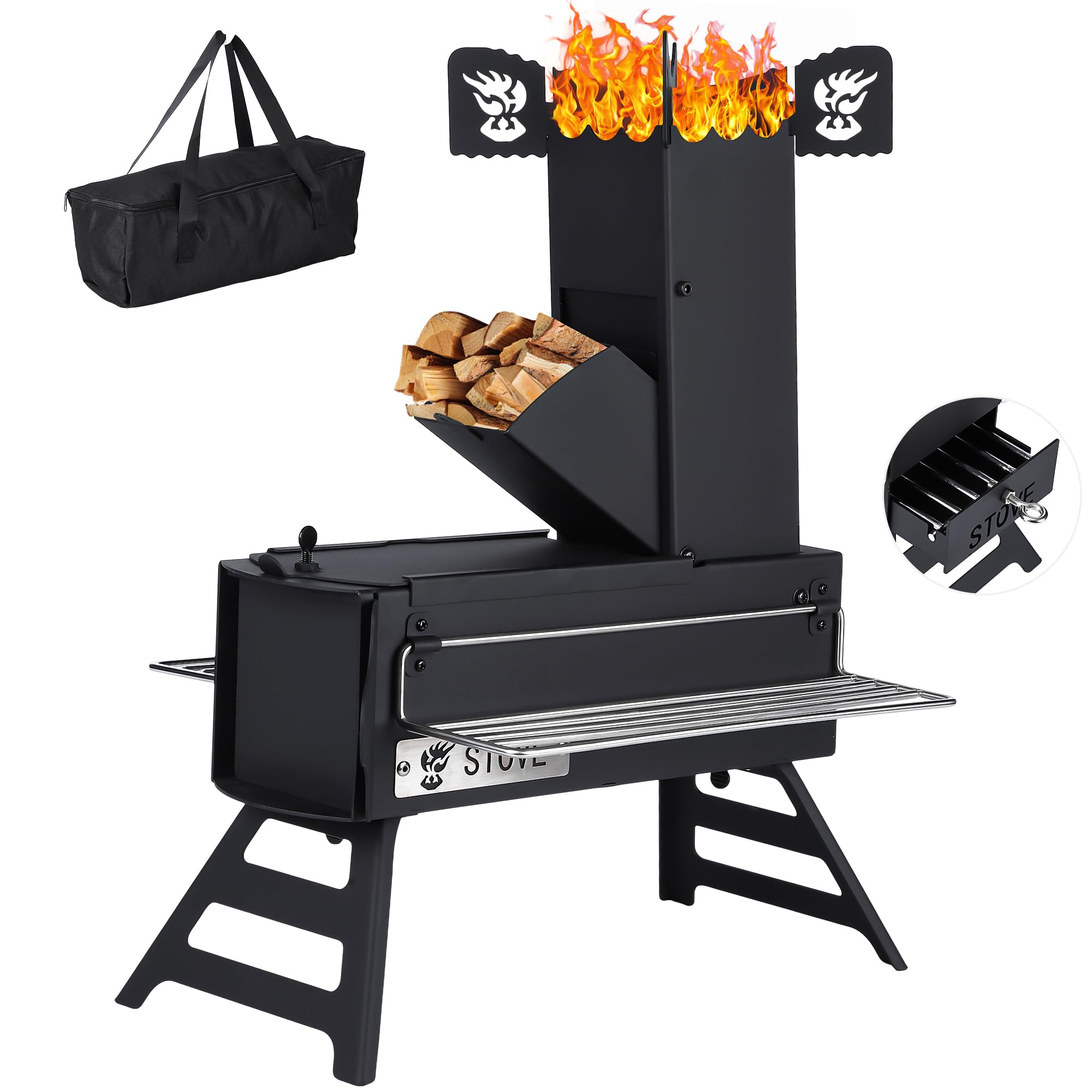 Garvee Rocket Stove for Camping,Portable Camping Stove for Cooking Wood Burning,Collapsible Backpacking Wood Stove,Minute Man Rocket Camp Stove, Outdo