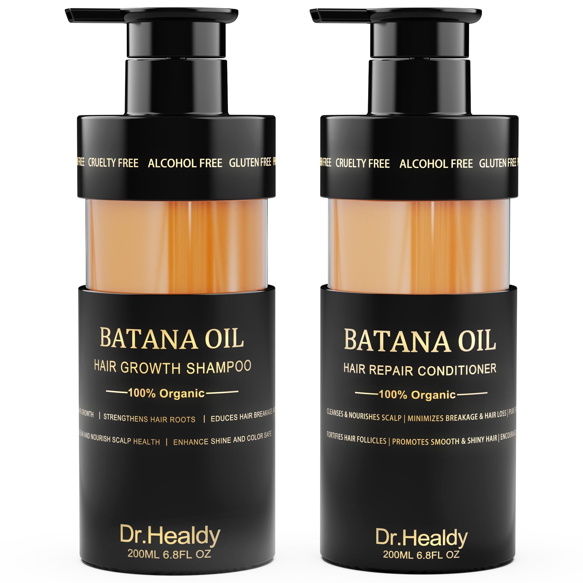 Batana Oil Shampoo and Conditioner Set - for Hair Growth,Thickening & Hydration,Sulfate Free - Fights Hair Loss & Clarifies Scalp -Root Activator Sham