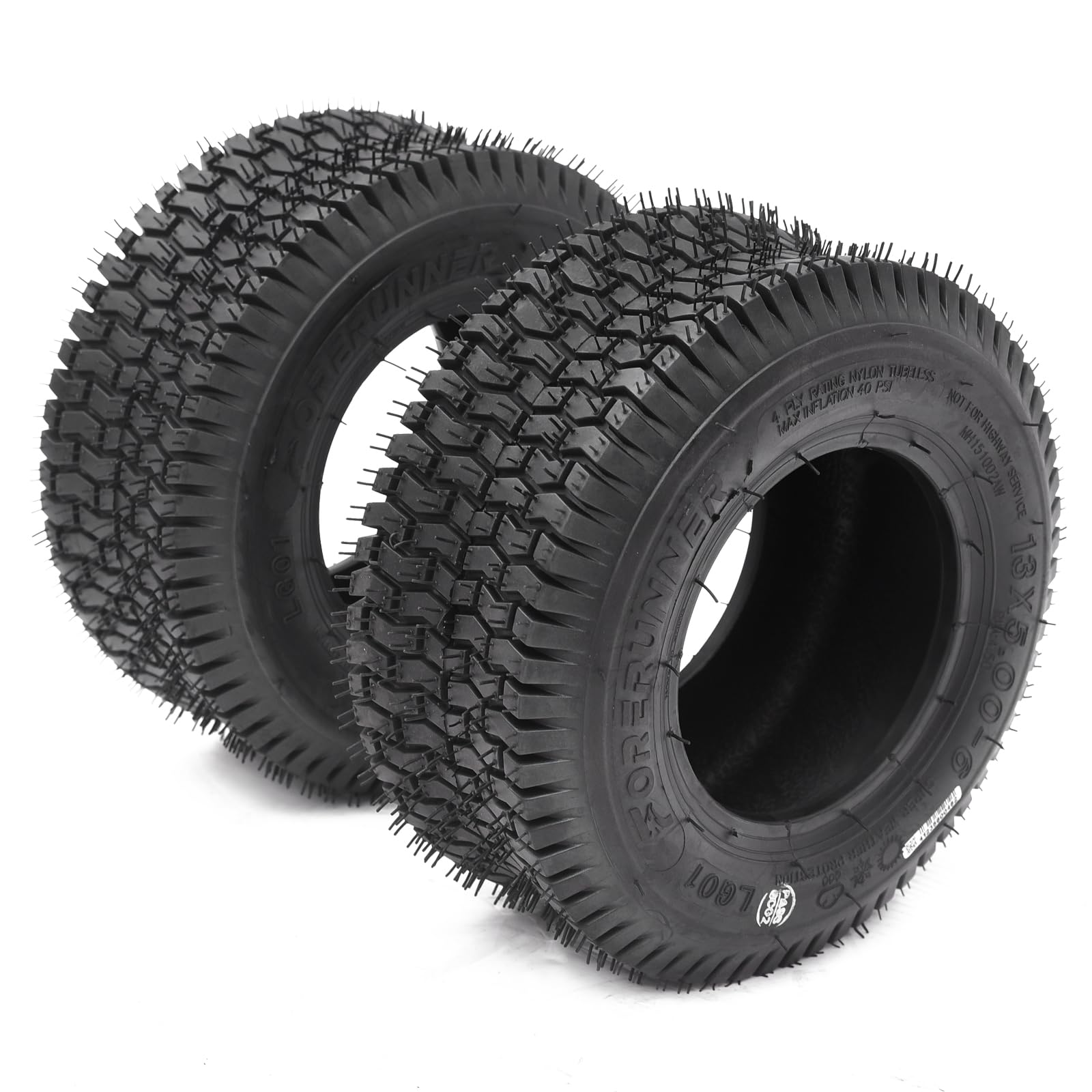 Garvee Lawn Mower Tires Turf Tires 13x5.00-6 4PR for Golf Cart Tires, Garden Tractor Riding Mower Tubeless Set of 2