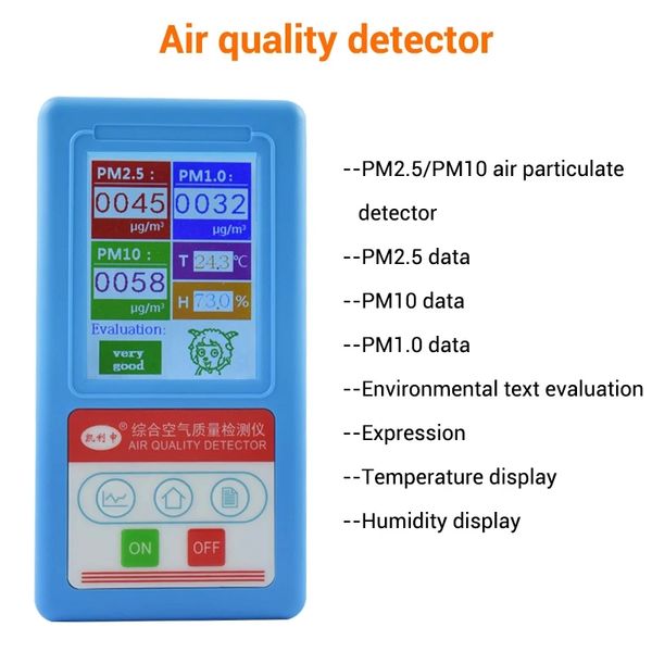 Gas Analyzer Formaldehyde Detector Laser PM2.5 PM1.0 PM10 Counter TVOC Air Quality Monitor Tester Meter Rechargeable Battery