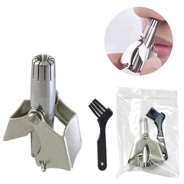 Nose Hair Trimmer Cleaner For Men Women Stainless Steel Manual Mechanical Shaving Razor Washable Hair Removal Tools With BrushXJ241024