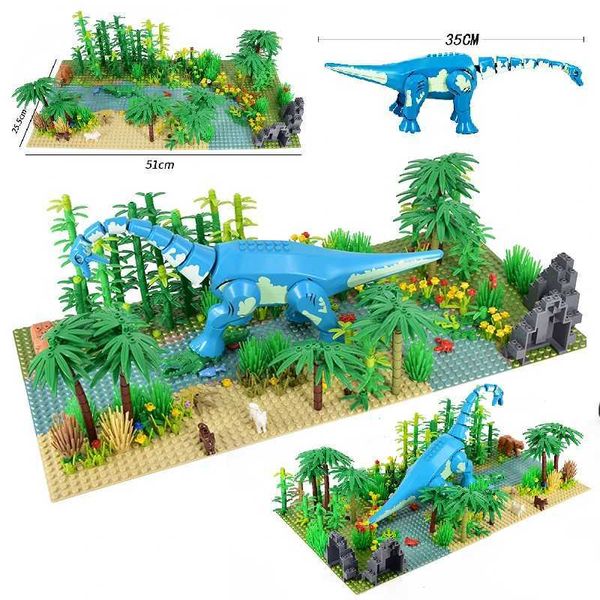 Model Building Kits MOC Rain Forest River Blocks Tropical Rainforests Animal Dinosaurs Baseplates Building Block Bricks Jurassic World Dino