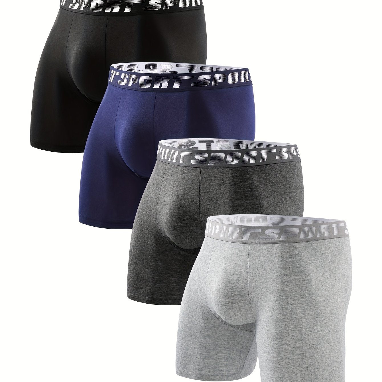 TEMU 4 Pack Men's Long Boxer Briefs, Personality Sweatpants, Boxers, Youth Simple Leggings, Fashion Personality