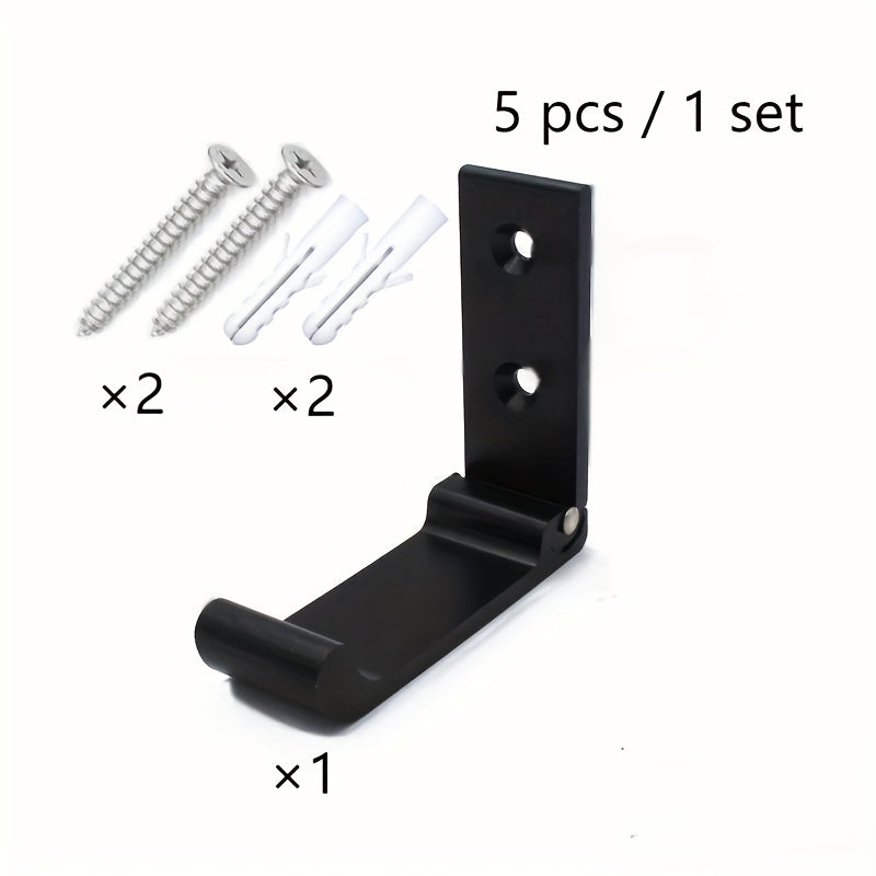 TEMU 1set 5pcs(1 4 Screws) Heavy Duty Aluminum Wall-mounted Hangers, -saving Foldable Design For Clothes, Towels, Hats, Bags & Fitness Equipment -