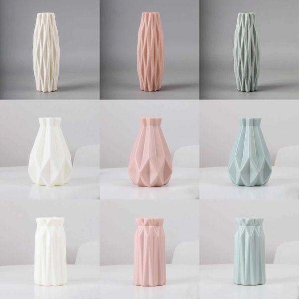 Plastic Modern Home Nordic Style Vase Imitation Ceramic wer Pot Decoration Vases for wers Y240905