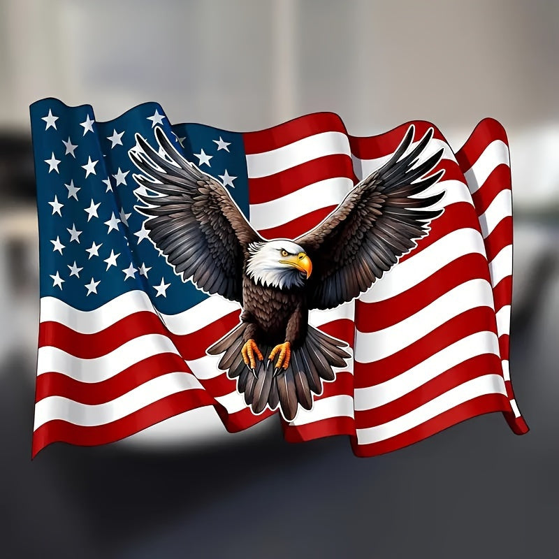 TEMU American Flag Eagle Decal Sticker- Pvc Patriotic American Flag With Bald Eagle, Suitable For Cars, Motorcycles And Computers, Resistant Outdoor