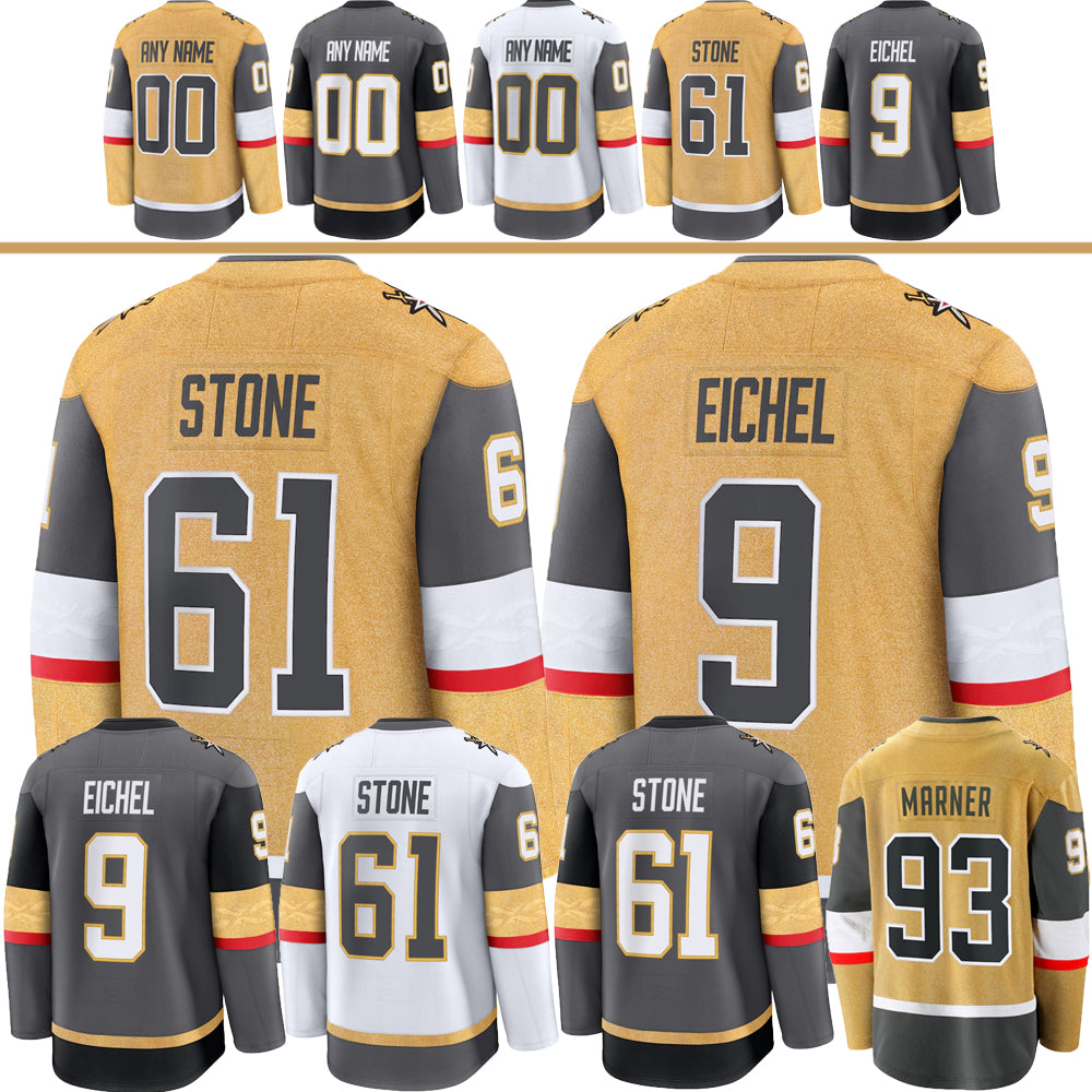 #93 Mitchell Marner vegas hockey jersey #61 Mark Stone 9 Jack Eichel Dorofeyev William Karlsson Tomas Hertl Reilly Smith golden knights Adin Hill Fl