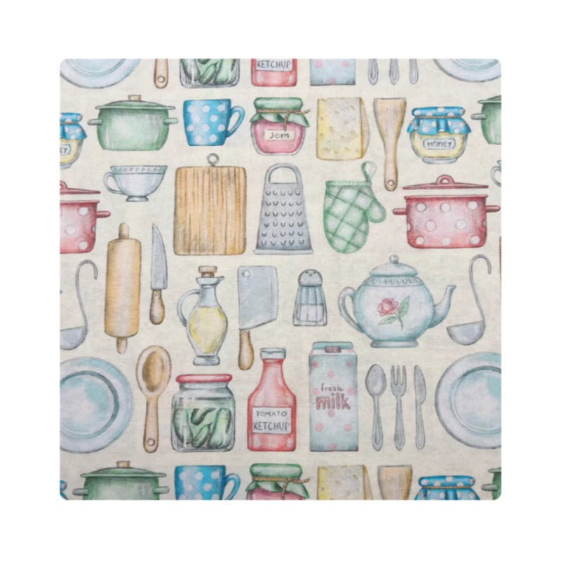 Vintage European Kitchen Tools Printed 100% Cotton Plain Fabric For DIY Shirt Pocket Gold Shield Curtain Table cloth, M136