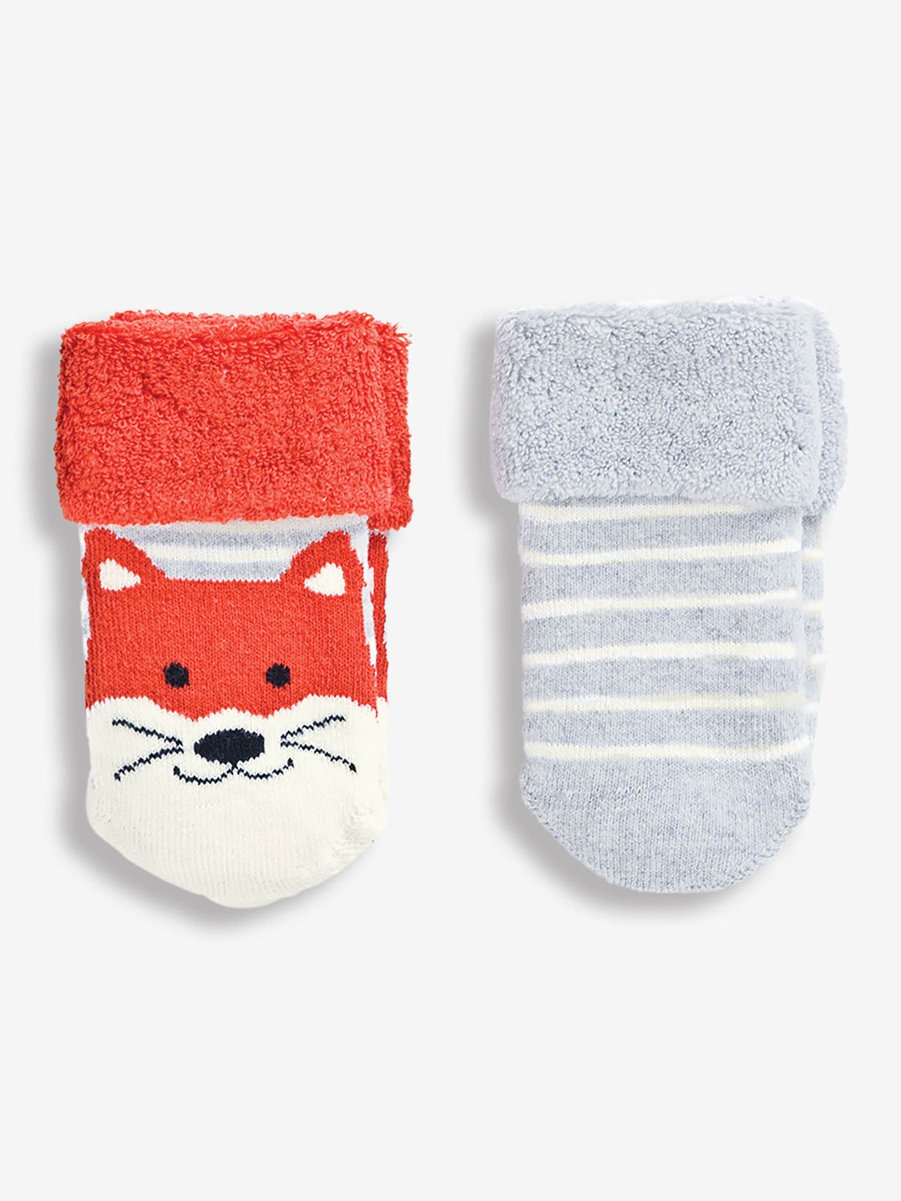 Rust Orange Fox 2-Pack Baby Socks NEWBORN