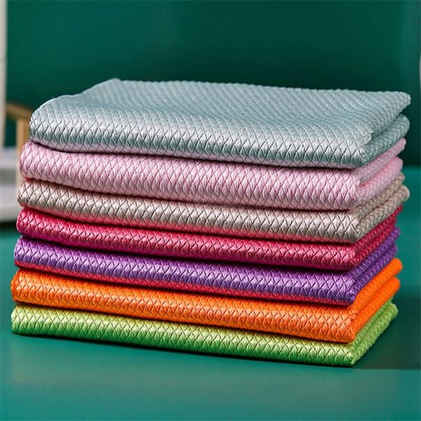 Cleaning Cloths 110PCs Microfiber Glass Polishing Rags Fish Scale Cloth Cleaning Towel For Kitchen Windows Car Mirrors Wiping Home Tools Tow