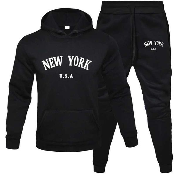 Menina masculino New Mens Hoodie Sportswear Fashion Flce Sportswear Duas peças Casual Long Slve Color Solid Color Calças de corrida Configur
