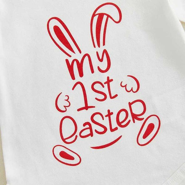 Toddler Easter Dress Bunny Print Short Sleeve Romper Layered Ruffle Skirt Bow Headband Spring Outfit Set for Baby GirlC250108