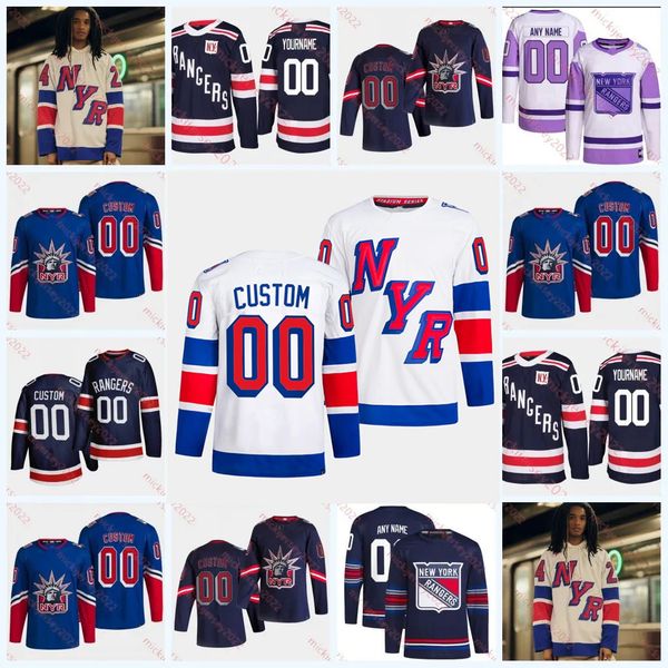 Igor Shesterkin Jonathan Quick Blake Wheeler New York Hockey Jersey Chris Kreider Mika Zibanejad Barclay Goodrow Filip Chytil KAndre Miller