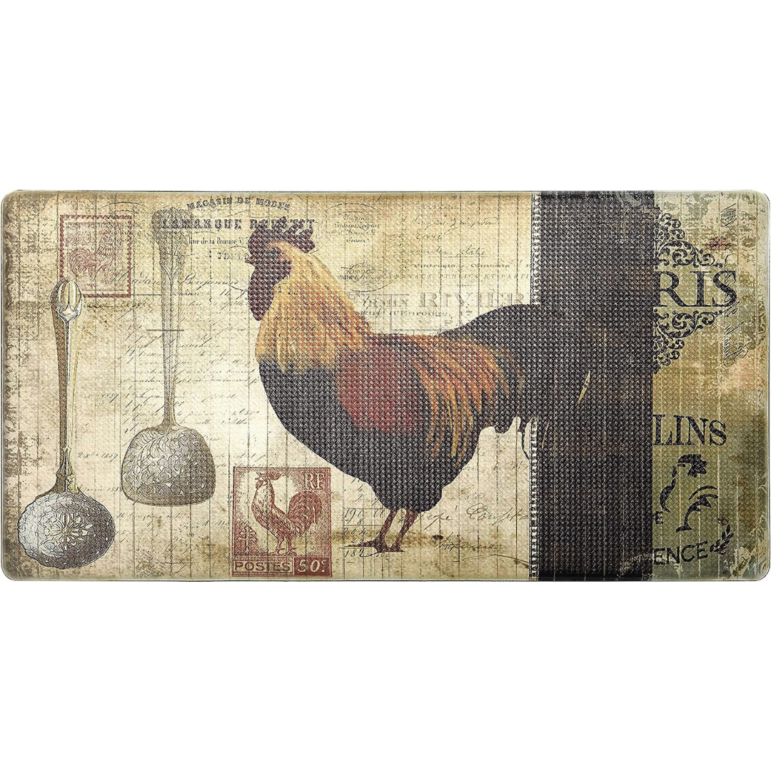 Cook n' Comfort Oversized Anti-Fatigue Kitchen Floor Mats - CNC118 (Paris Rooster)
