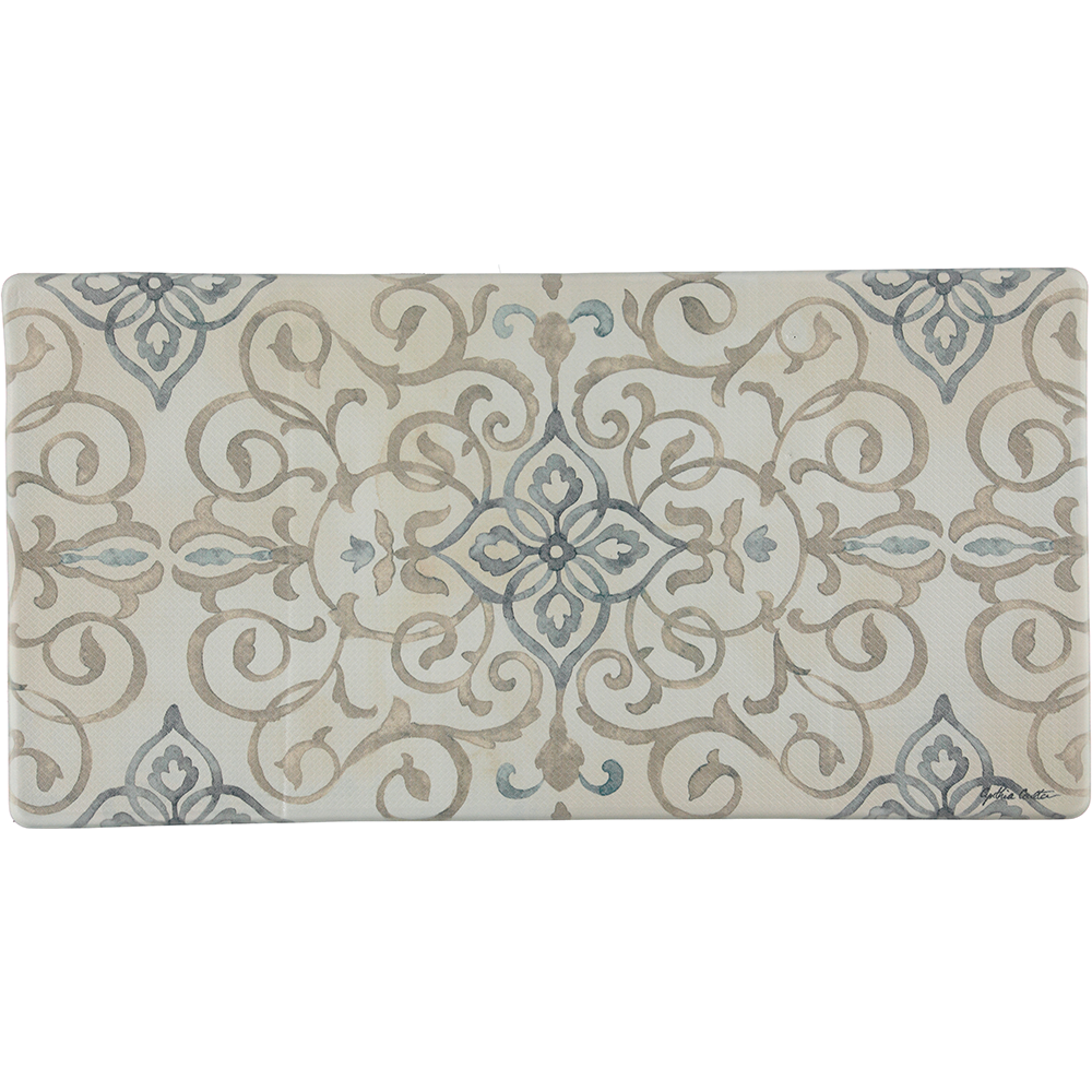 Cook n' Comfort Oversized Anti-Fatigue Kitchen Floor Mats - CNC126 (Rustic Medallion Cream)