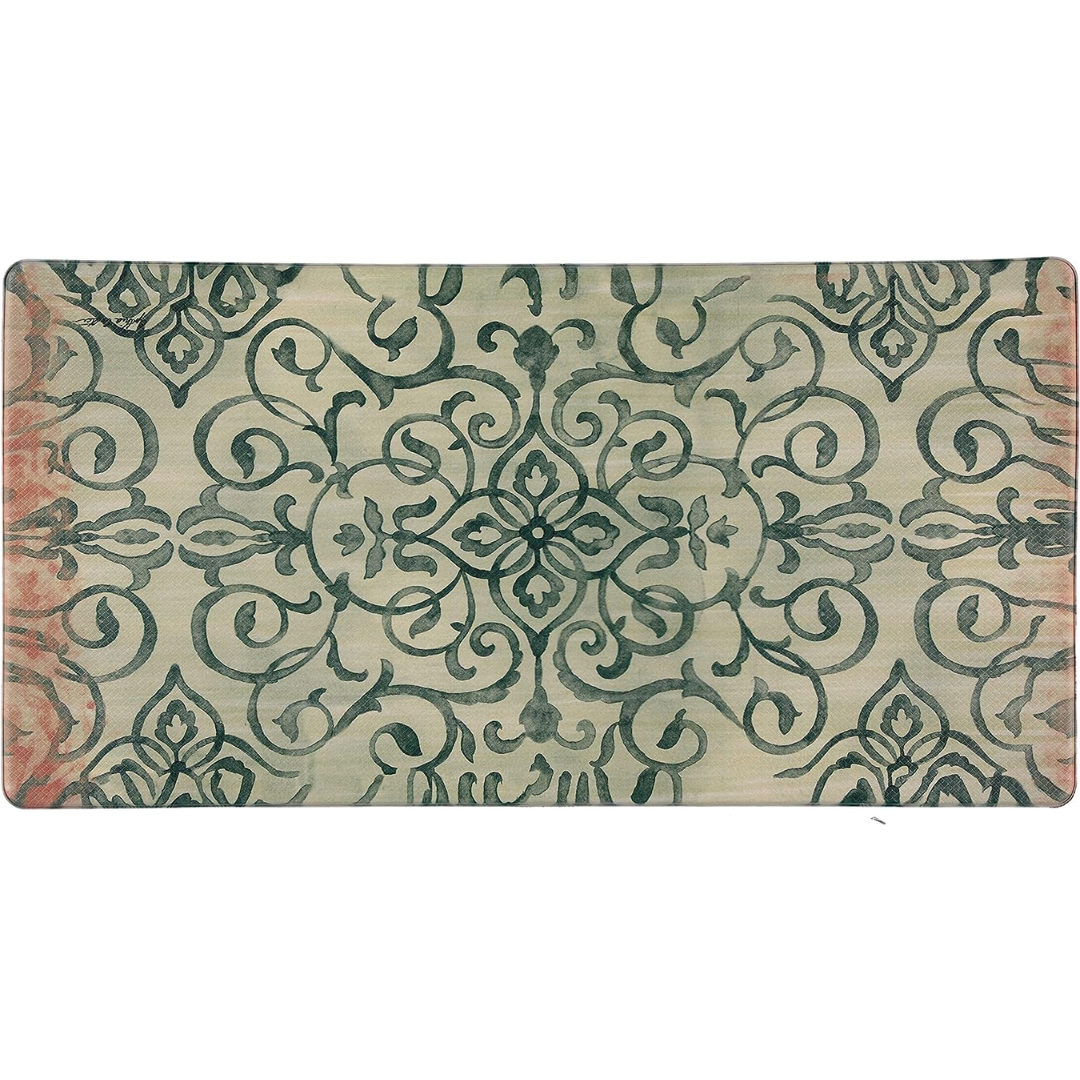 Cook n' Comfort Oversized Anti-Fatigue Kitchen Floor Mats - CNC128 (Rustic Medallion Green)
