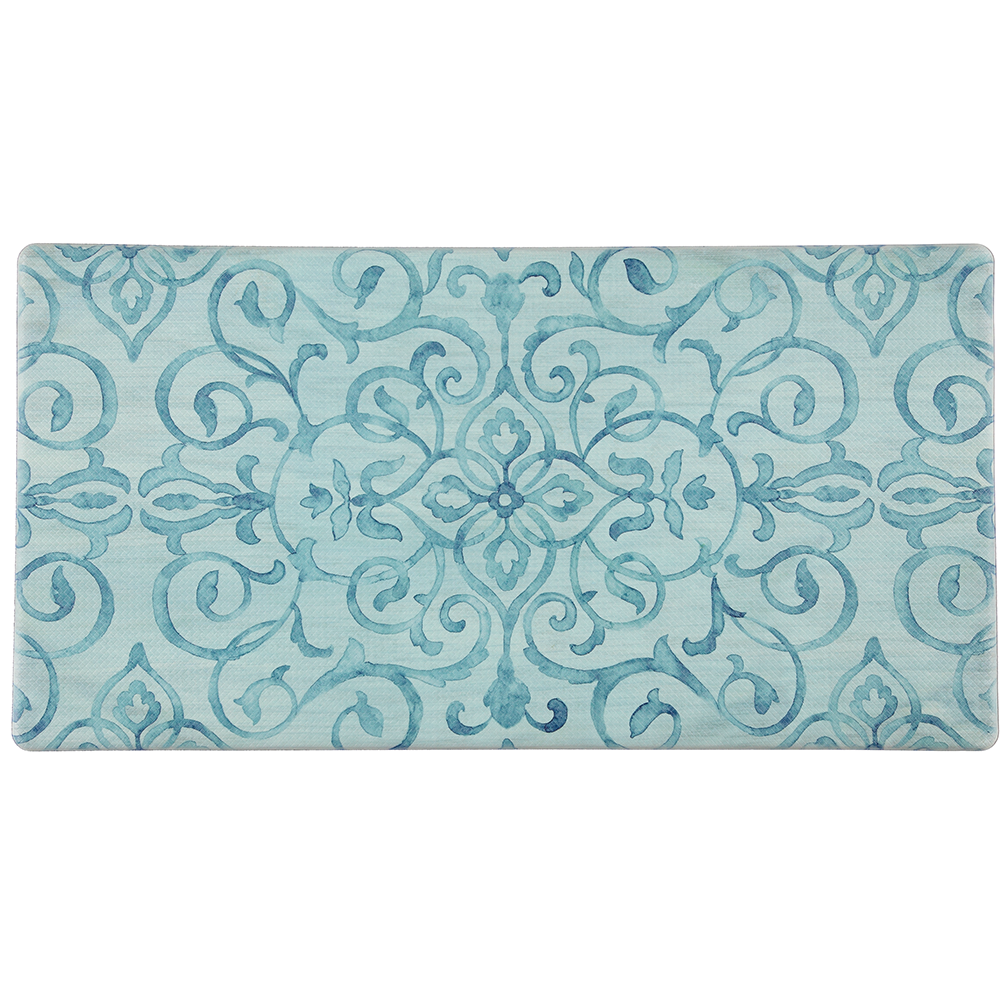 Cook n' Comfort Oversized Anti-Fatigue Kitchen Floor Mats - CNC221 (Rustic Medallion Blue)