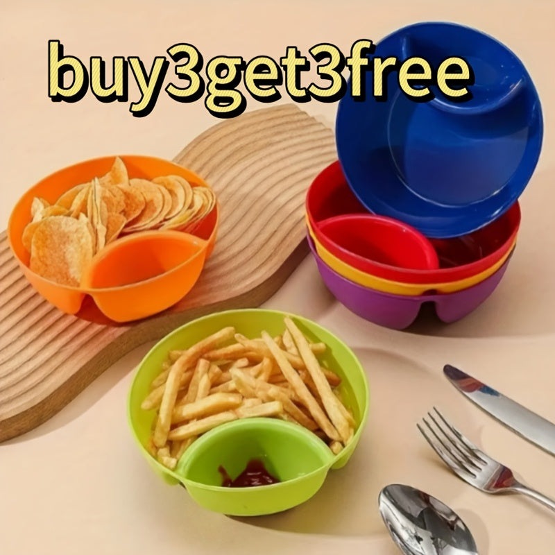 TEMU 6pcs Of Colorful Plastic Snack Bowls With Dividers - Multi-functional For , Dipping Sauce And Cutting Cups, Suitable For Restaurant, Kitchen
