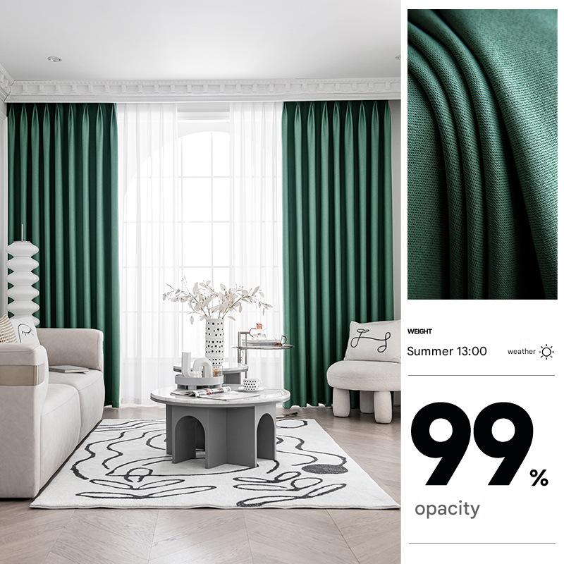 YL-36845 thick double-sided linen blackout curtain project hotel school sound insulation heat insulation blackout cotton linen curtain finished prod