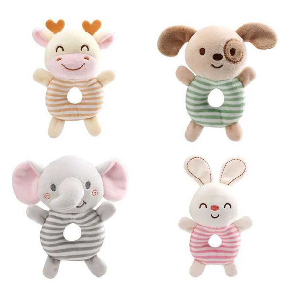 Newborn Baby Rattle Toys Cartoon Soft Animals Plush Toy Infant Hand Ring Bed Toys Baby 0-24 Months Toddler Early Educational ToyC250121