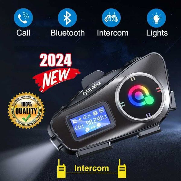 Interphone 2024 New Motorcycle Intercom Helmet Wireless Bluetooth Headsets IP65 Waterproof Riders Music Sharing Earphone TF Card Playback Z2