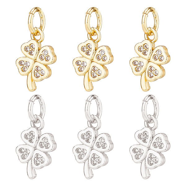 12 Stück 2 Farben Messing Micro Pave Zirkonia Charms