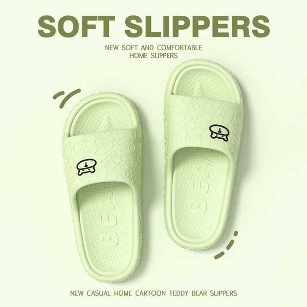 Slippers Summer Slippers Bathroom Platform Non-Slip Home Bear Cartoon Flip Flops Beach Women Slipper Sandals Slides Indoor Outdoor 2024 Z241