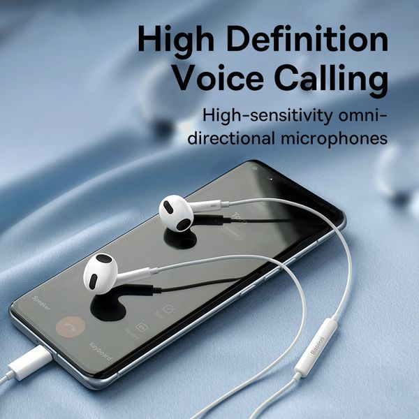 Baseus C17 Wired Earphone Type-C with Mic in-ear Wired Headphones For Xiaomi Samsung NOTE 10 NOTE 20 S21 S20 Cellphone Headsets