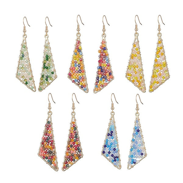 Boucles d'oreilles pendantes triangle en perles de verre