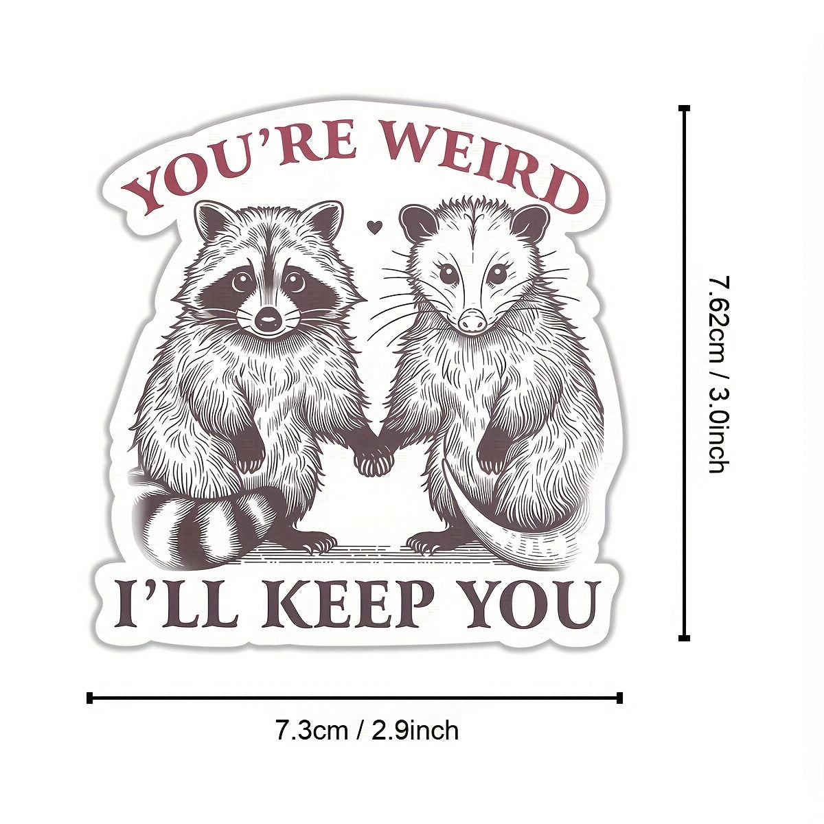 TEMU Inspirational " " Vinyl Stickers - Funny Raccoon Design With Heart Accents | Laptops, Water Bottles, Books | Ideal Gift For Teachers, Book